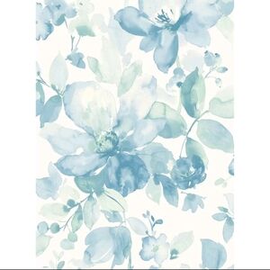 NextWall Seaglass Watercolor Flower Peel and Stick Wallpaper
